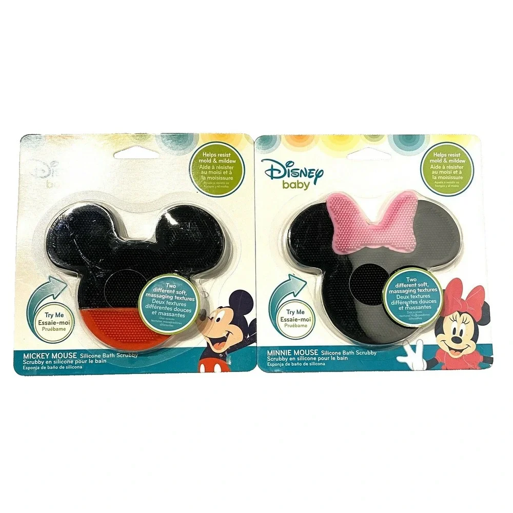 lot 2 disney baby mickey & minnie mouse‎ silicone bath scrubby boys & girls